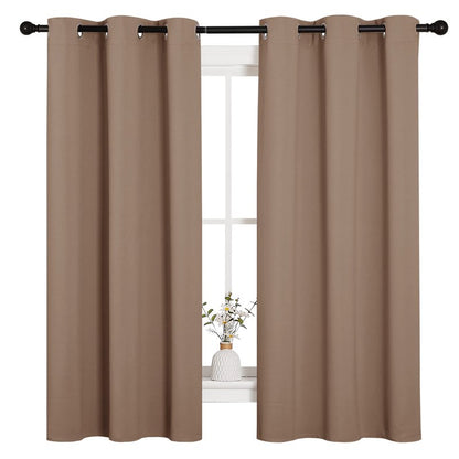 NICETOWN Window Treatment Thermal Insulated Solid Grommet Blackout Curtains/Drapes for Bedroom (Set of 2 Panels, 42 by 63 Inch, Cappuccino)