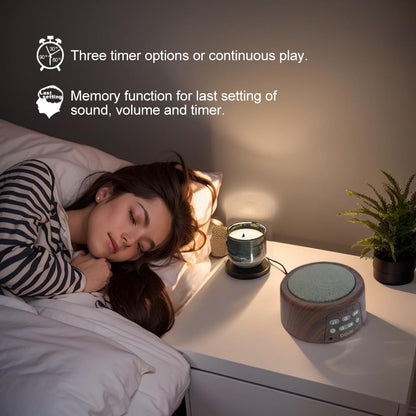 White Noise Machine - Soothing Sleep Sound Therapy with Timer & Memory Function | Brown Wood Grain