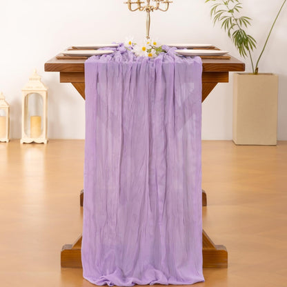 Socomi Cheesecloth Table Runner - Lilac Purple 120-Inch for Boho Rustic Weddings & Events