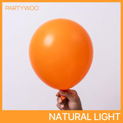 PartyWoo Orange Balloons - 127-Piece Matte Fall Balloon Arch Kit | Various Sizes for Thanksgiving & Parties