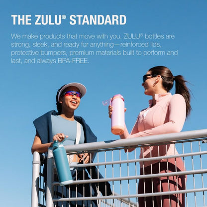 ZULU Powerfill Pro 32oz Stainless Steel Water Bottle - Quick Fill Lid, Triple Walled Insulation, Driftwood