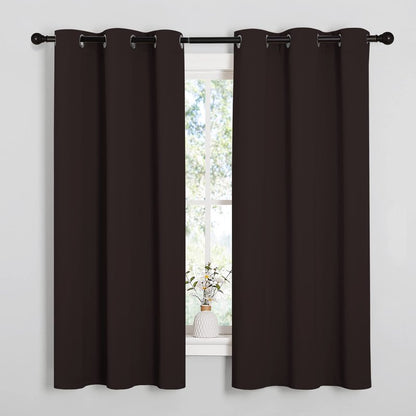 NICETOWN Blackout Curtain Panels for Bedroom Window, Triple Weave Microfiber Energy Saving Thermal Insulated Solid Grommet Blackout Draperies and Drapes (1 Pair, 34 inches by 63 Inch, Toffee Brown)