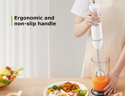 Bonsenkitchen Immersion Blender - Portable Handheld Stick Mixer with Stainless Steel Blades | White