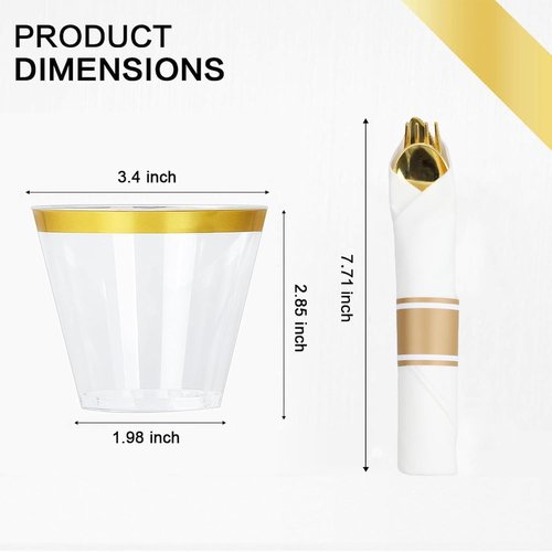 MCIRCO 350-Piece Gold Dinnerware Set - Elegant Disposable Plates, Cups & Napkins for 50 Guests