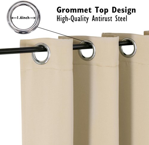 ChrisDowa Small Window Curtains - Thermal Insulated Grommet Room Darkening Panels, 29 x 50 Inch, Biscotti Beige