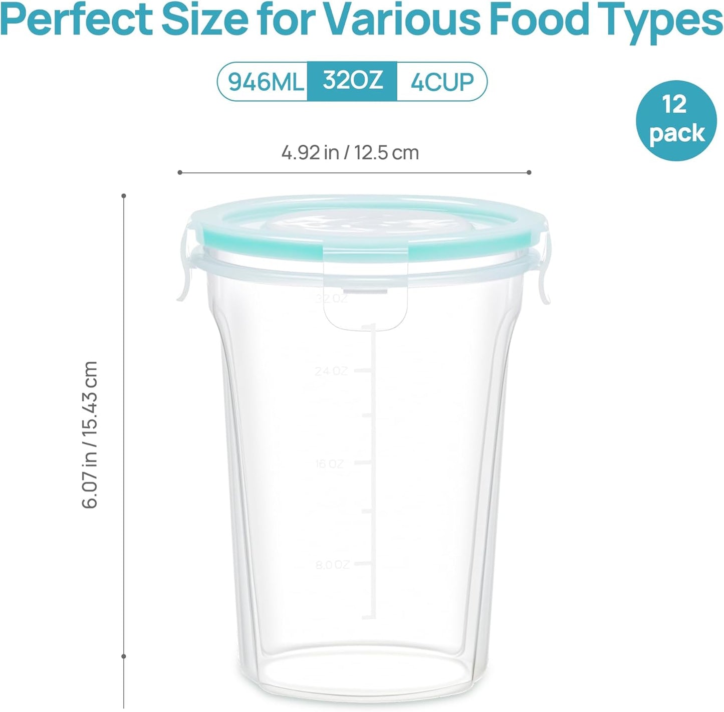 Vtopmart Glass Food Storage Containers - Airtight Lids for Freshness | Set of 4
