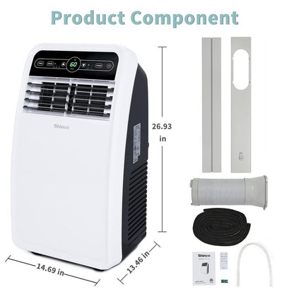 Shinco 8,000 BTU Portable Air Conditioner, AC Unit with Built-in Cool, Dehumidifier & Fan Modes for Room up to 350 sq.ft, Conditioner Remote Control, 24 Hour Timer, Installation Kit