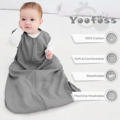 Yoofoss Baby Sleep Sack - 100% Organic Cotton Wearable Blanket for 12-18 Months | Lightweight 2-Way Zipper