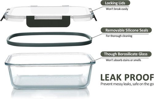 M MCIRCO Glass Food Storage Containers Set - Extra Large 80 oz & 36 oz, Airtight & Versatile for Microwave, Oven, Freezer