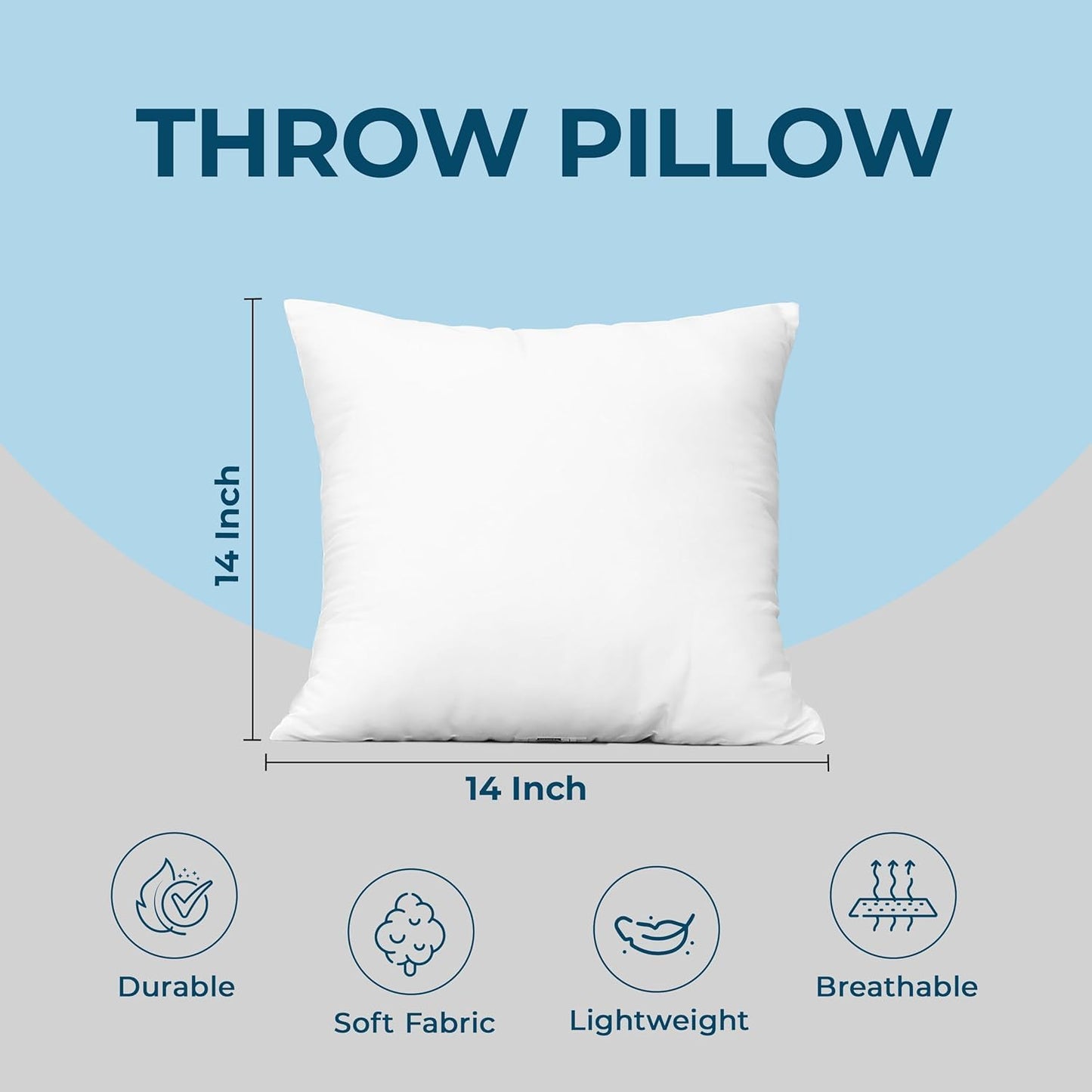 Utopia Bedding Throw Pillow - Fluffy Down Alternative Cushion for Bed & Sofa | 14 x 14 Inches, White