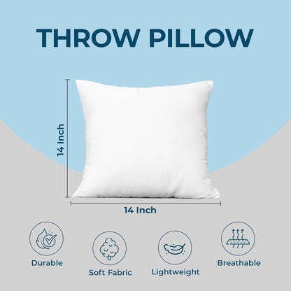 Utopia Bedding Throw Pillow - Fluffy Down Alternative Cushion for Bed & Sofa | 14 x 14 Inches, White