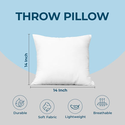 Utopia Bedding Throw Pillows (Set of 1, White) – 14 x 14 Inches Down Alternative Pillows for Bed, Sofa, and Couch - Fluffy Decorative Stuffer Pillow for Indoors & Outdoors