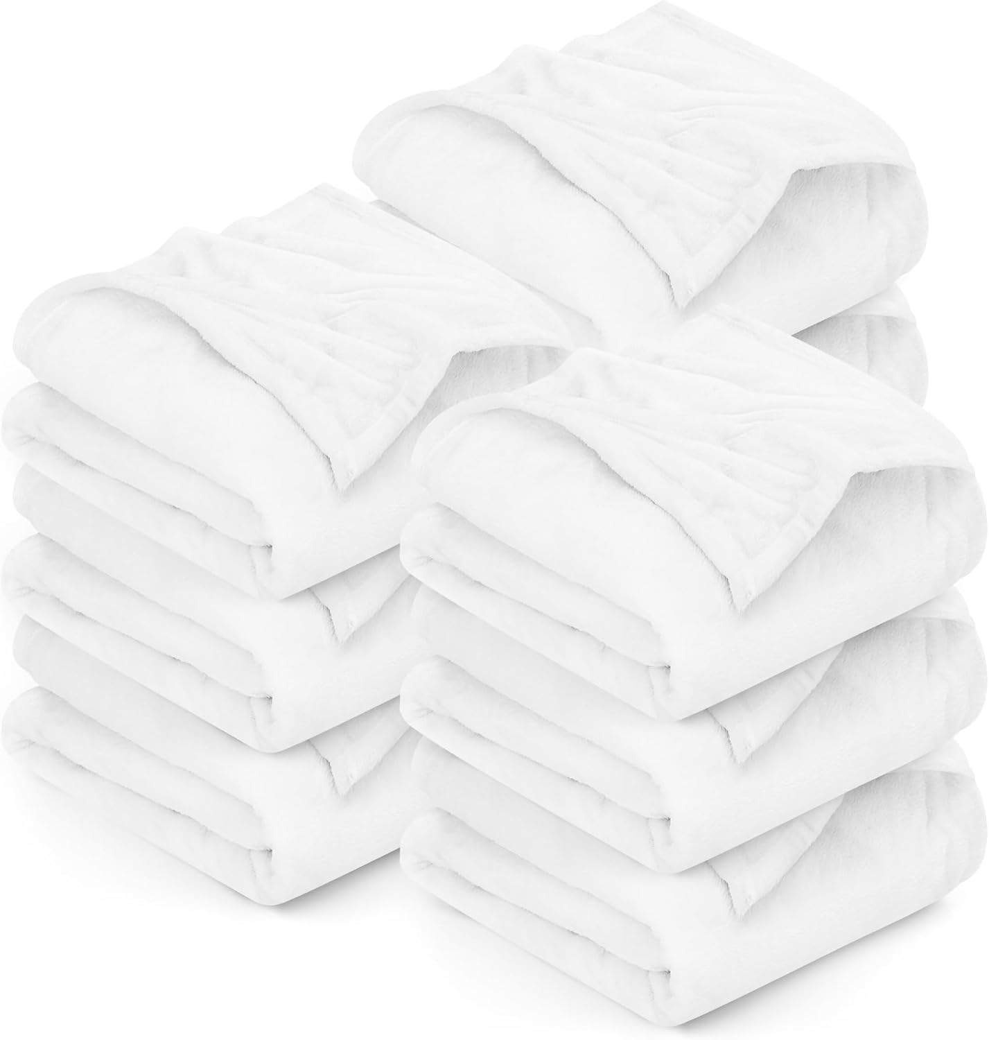 Utopia Bedding White Fleece Blanket - Luxury Soft 300GSM Queen Size (90x90 Inch) | Bulk Pack of 9