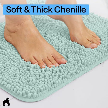 GORILLA GRIP Bath Rug Mat - Soft Absorbent Chenille | Quick-Dry Microfiber | 30x20, Seablue