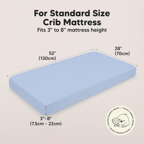 KeaBabies Baby Crib Sheets - 2-Pack Fitted Bamboo Toddler Bed Sheets | Soft & Cozy 52x28 in Blue Flax