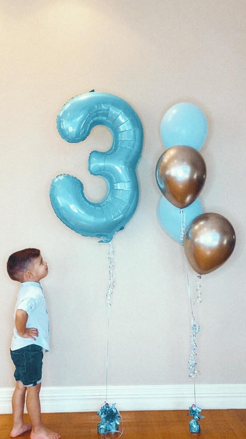 Pearlescent Blue Number 4 Balloon - 40 Inch Birthday Decoration for Girls & Boys