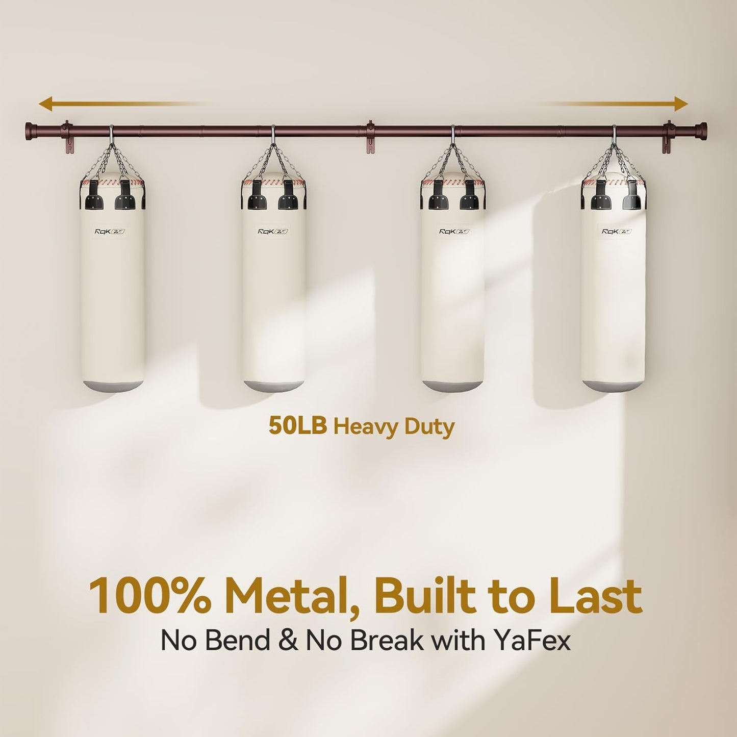 YaFex Curtain Rods - Heavy Duty 1 Inch Adjustable Window Treatment Rods | 32-118 Inch, Bronze Finish