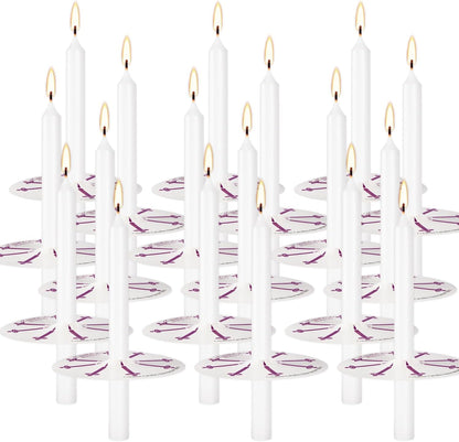 Skiennix 200 White Taper Candles - Smokeless & Unscented with Drip Protectors | 4.7'' H x 0.47'' D for Prayers & Memorials