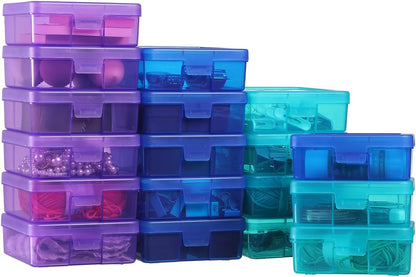 Novelinks 18-Pack Small Clear Plastic Storage Containers - Stackable Arts & Crafts Organizers with Lids