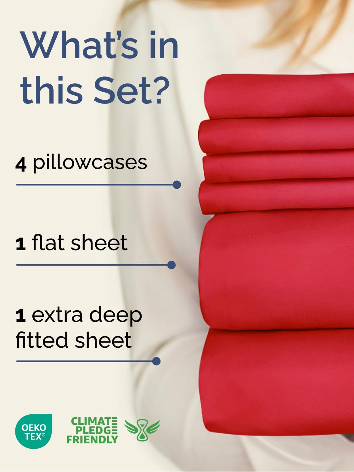 Skiennix Extra Deep Queen Sheet Set - 6 Piece Breathable Cooling Bedding - Soft, Wrinkle-Free Red Sheets