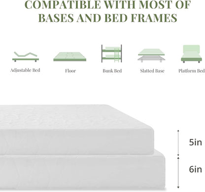 Skiennix 5-Inch Twin Size Memory Foam Mattress - Medium Firm Support, Pressure Relief, CertiPUR-US Certified