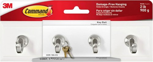 Command HOM-18Q-ES Key Rail - Quartz Color | Durable Key Organizer for Easy Access