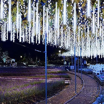 Skiennix Meteor Shower Lights - 2 Pack Outdoor Christmas Decorations with Timer | 384 LEDs, 30cm Tubes