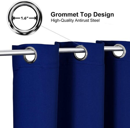 ChrisDowa Blackout Curtains - 120-Inch Long Grommet Thermal Insulated Panels | Royal Blue, 2-Panel Set