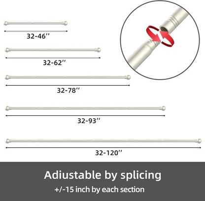 GXOACKJ Decorative Curtain Rods - Heavy Duty Metal, 32-48 Inch, Nickel Finish with Brackets