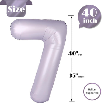 Number 7 Balloon by Lilac - 40 Inch Giant Foil Balloon for 7th Birthday Party Decorations