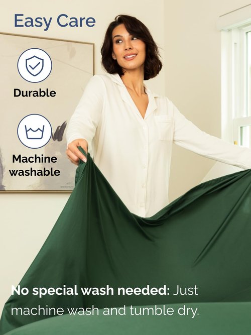 Extra Deep Queen Sheet Set - 6 Piece Breathable and Cooling Sheets - Hotel Luxury Bedding for Women, Men, Kids & Teens - Easy & Secure Fit - Soft and Wrinkle Free - Extra Deep Pockets - Emerald Green