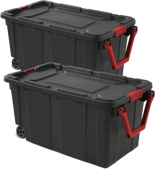**Regine Switzerland 40 Gallon Heavy-Duty Storage Bins - Durable Lids & Secure Latching Buckles | Stackable Organizing Solution (2 Pack)**