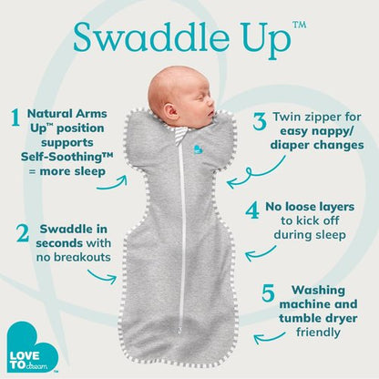 Love To Dream Swaddle Up Original- Gray- Large 18.7-24.3 lbs
