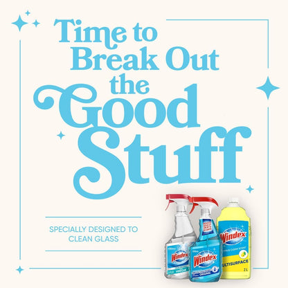 Windex Glass & Window Cleaner Refill - Eco-Friendly 100% Recycled Plastic, Original Blue Scent, 2L (Pack of 2)