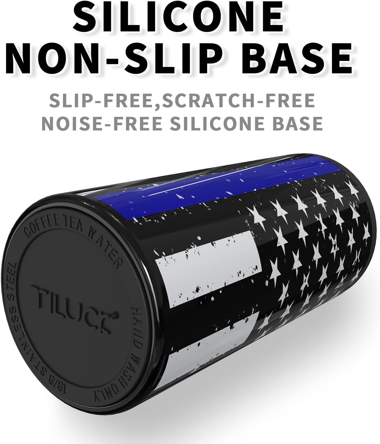 TILUCK Slim Can Cooler - Insulated Stainless Steel for 12 oz Beer & Seltzer Cans | Black U.S. Flag