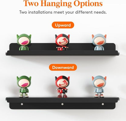 Lifewit Floating Shelves - 15" Acrylic Wall Organizer for Perfume & Decor | 6 Pack, Black