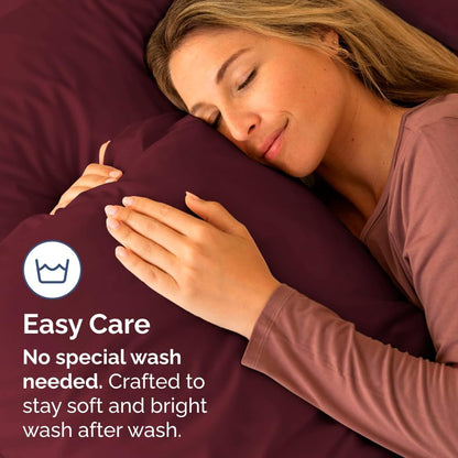 Skiennix Body Pillowcases Set of 4 | 20x54 Soft, Breathable Covers for Side Sleepers - Burgundy