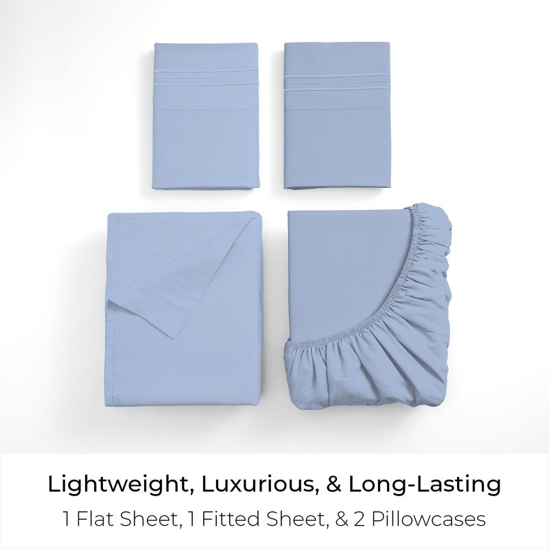 Mellanni California King Sheets Set - 4 PC Iconic Collection Bedding - Hotel Luxury, Extra Soft, Cooling Bed Sheets - Wrinkle, Fade, Stain Resistant (Cal King, Sky Blue)