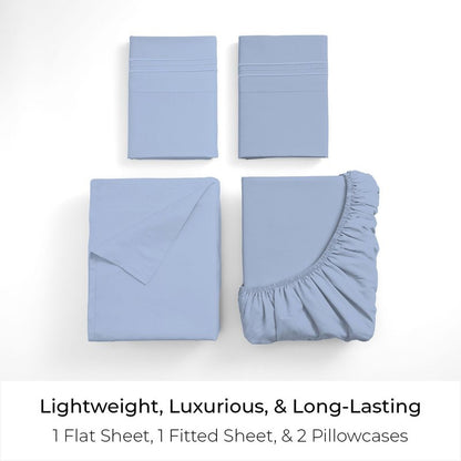 Mellanni California King Sheets Set - 4 PC Iconic Collection Bedding - Hotel Luxury, Extra Soft, Cooling Bed Sheets - Wrinkle, Fade, Stain Resistant (Cal King, Sky Blue)