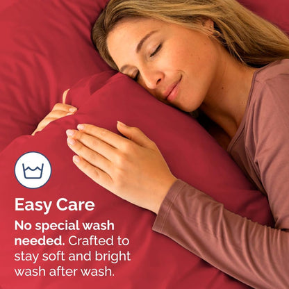 Skiennix Standard Pillow Cases Set of 4 | Ultra Soft Hotel Quality Covers - Machine Washable Red