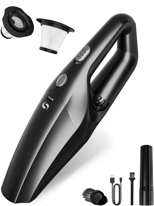 Skiennix Handheld Vacuum - Powerful Cordless Car Vacuum with Rechargeable Battery & Washable HEPA Filter