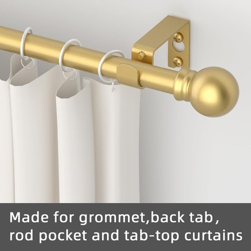 GXOACKJ Gold Curtain Rods - Heavy Duty 5/8 Inch Metal Set for Windows 32 to 62 Inch | 2 Pack with Brackets