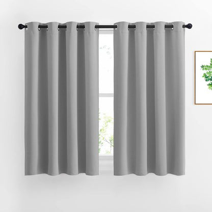 NICETOWN Blackout Curtains Panels for Bedroom - Window Treatment Thermal Insulated Blinds Solid Grommet Vertical Drapes for Kitchen (Set of 2, 52 by 45 Inch, Silver Grey)