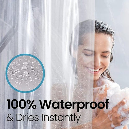LiBa Bathroom Shower Curtain - Waterproof Plastic Shower Curtain Premium PEVA Non-Toxic with Rust Proof Grommets White 8G Heavy Duty Bathroom Accessories 72x96