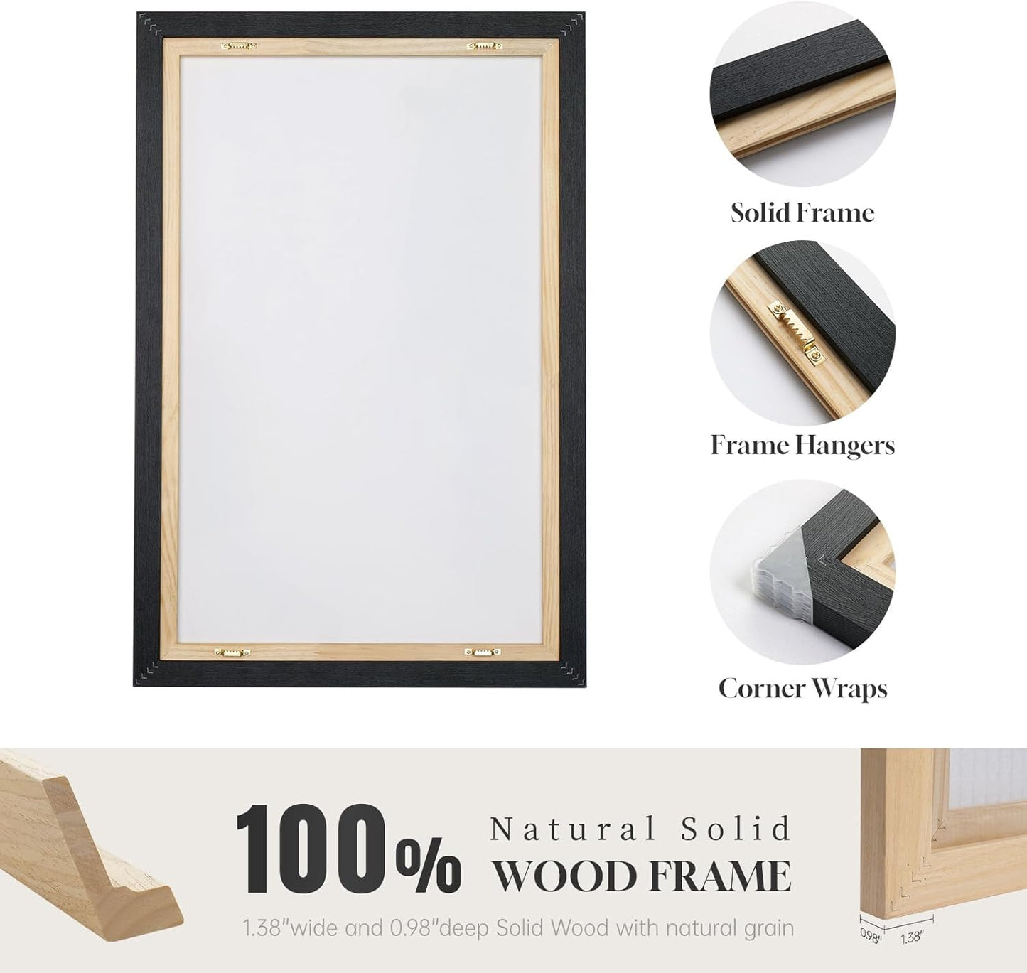 Skiennix Framed Neutral Abstract Wall Art - Set of 3 Modern Canvas Prints for Living Room | 16x24 Inch