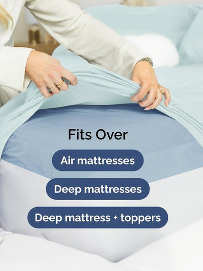 Extra Deep King Sheet Set - 6 Piece Breathable and Cooling Sheets - Hotel Luxury Bedding for Women, Men, Kids & Teens - Easy & Secure Fit - Soft, Wrinkle Free and Comfy - Extra Deep Pockets - Ice Blue