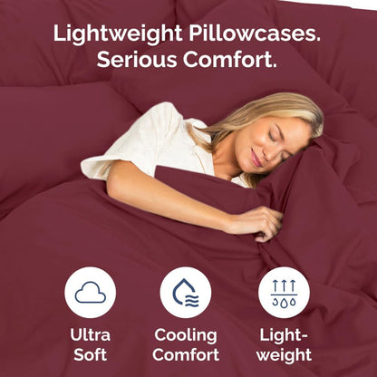 Ultra Soft Queen Pillow Cases Set of 10 | Hotel Quality, Wrinkle-Free & Stain Resistant - Burgundy