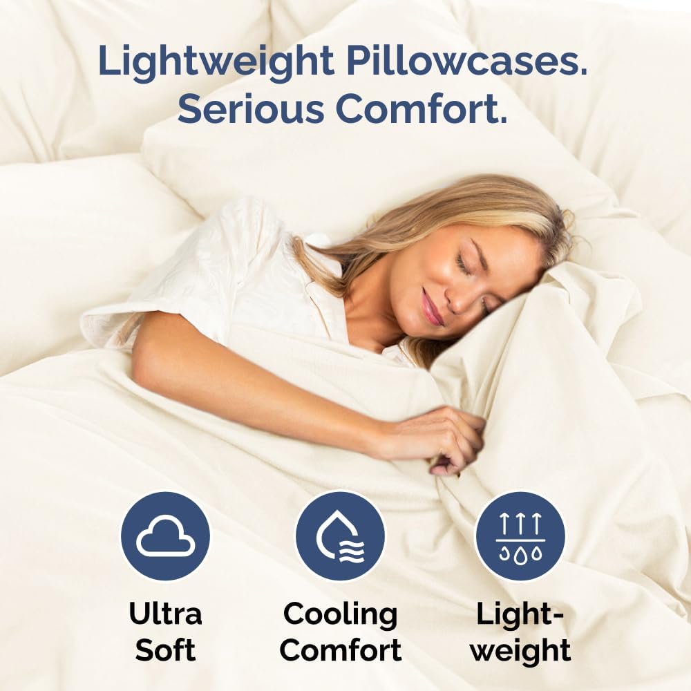 Skiennix King Standard Pillow Cases Set of 2 | Soft Hotel Quality, Fade-Free & Wrinkle Resistant - Off White