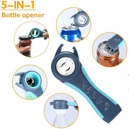 Skiennix Jar Opener - 5-in-1 Bottle Opener with Rubber Grip Pad for Seniors & Arthritis Relief