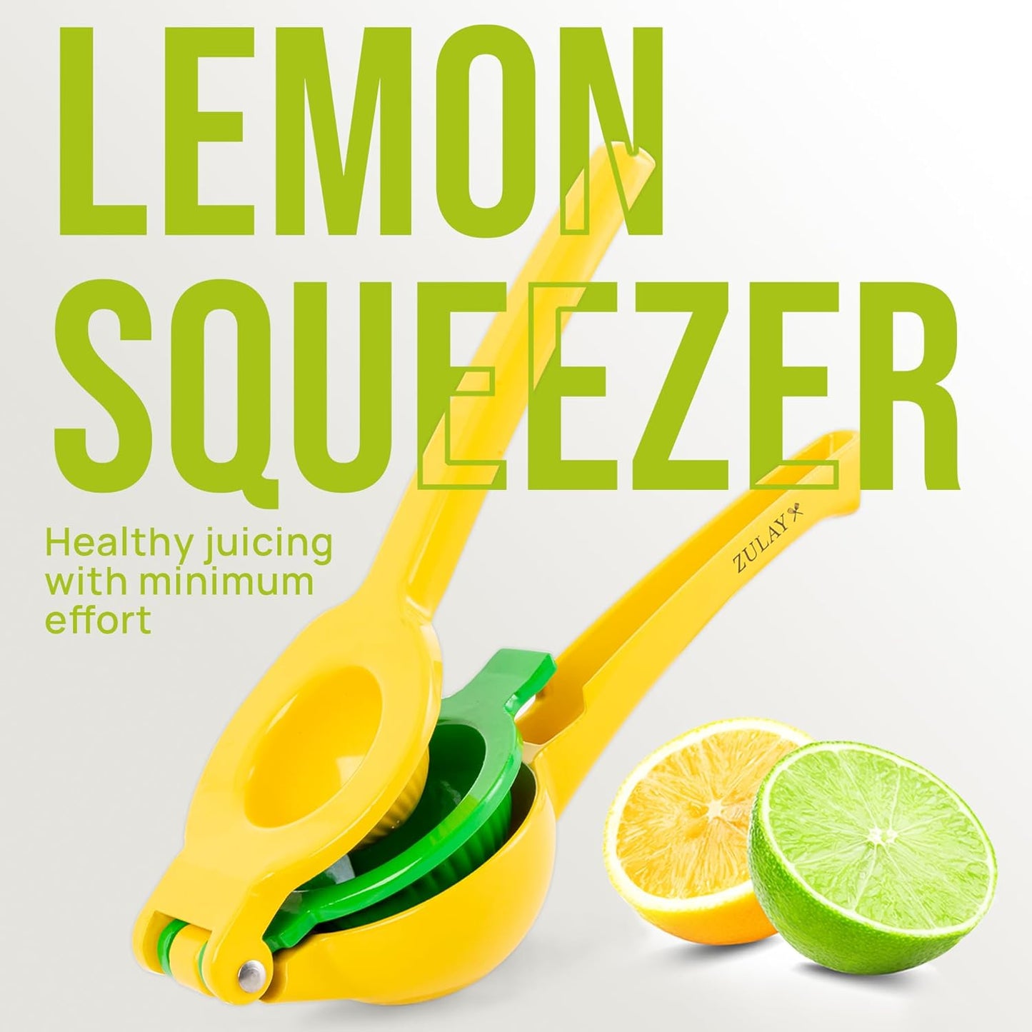 Zulay Kitchen 2-in-1 Lemon Squeezer - Max Extraction Hand Juicer for Easy Citrus Juicing - Yellow/Green